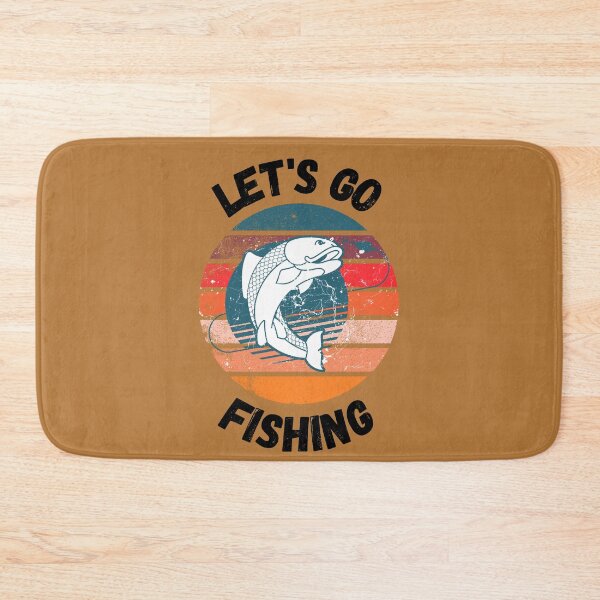 Item preview, Let's Go Fishing Fish On A Hook Retro Sunset Grunge Effect In Light Brown designed and sold by LuckyKermit.