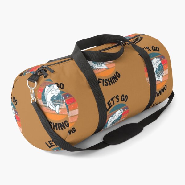 Item preview, Let's Go Fishing Fish On A Hook Retro Sunset Grunge Effect In Light Brown designed and sold by LuckyKermit.