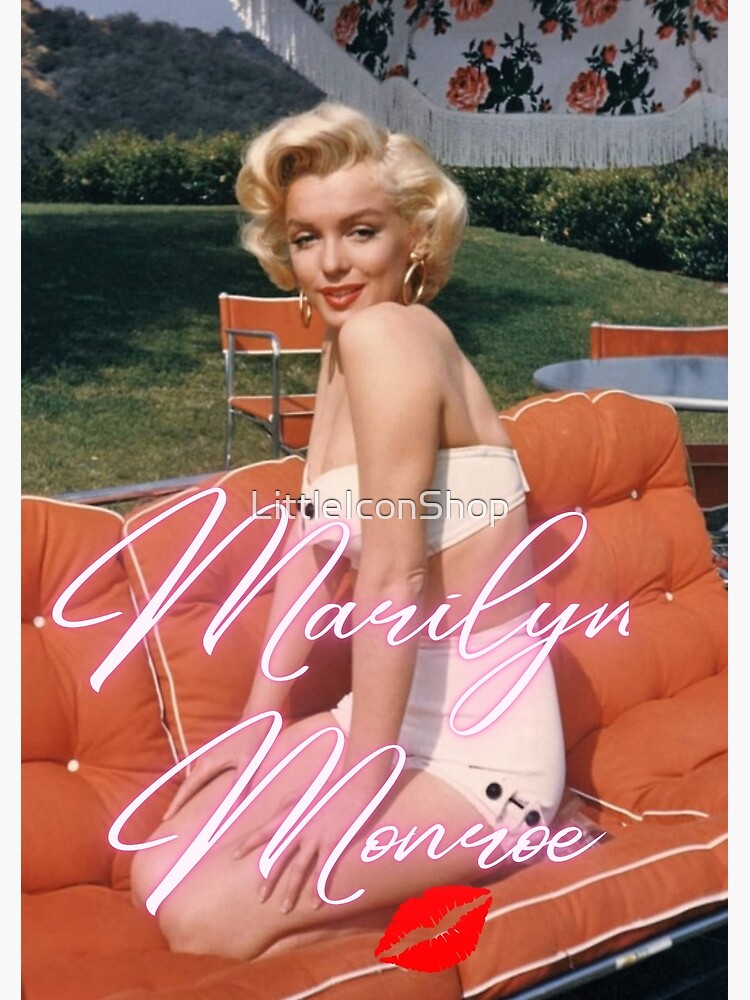Disover Marilyn Monroe Neon Name Pink Bathing Print Premium Matte Vertical Poster