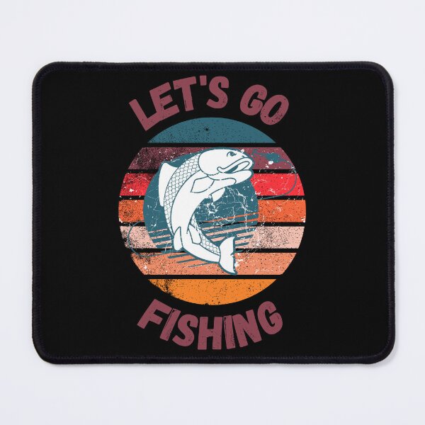 Item preview, Let's Go Fishing Fish On A Hook Retro Sunset Grunge Effect Purple Letters In Black designed and sold by LuckyKermit.
