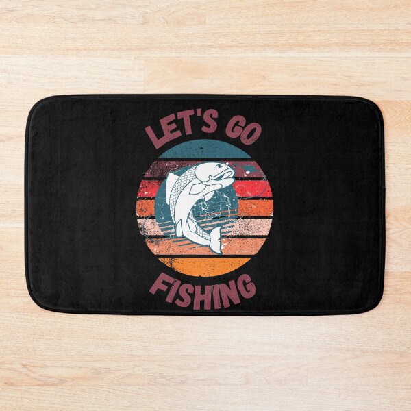 Item preview, Let's Go Fishing Fish On A Hook Retro Sunset Grunge Effect Purple Letters In Black designed and sold by LuckyKermit.