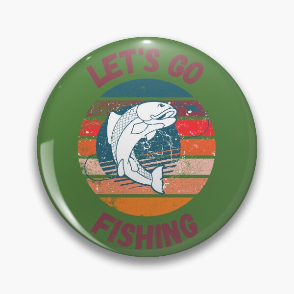 Item preview, Let's Go Fishing Fish On A Hook Retro Sunset Grunge Effect Purple Letters In Green designed and sold by LuckyKermit.