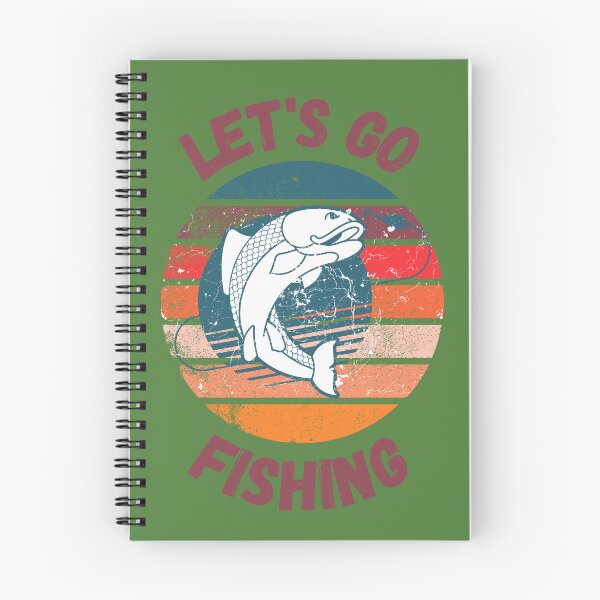 Item preview, Let's Go Fishing Fish On A Hook Retro Sunset Grunge Effect Purple Letters In Green designed and sold by LuckyKermit.