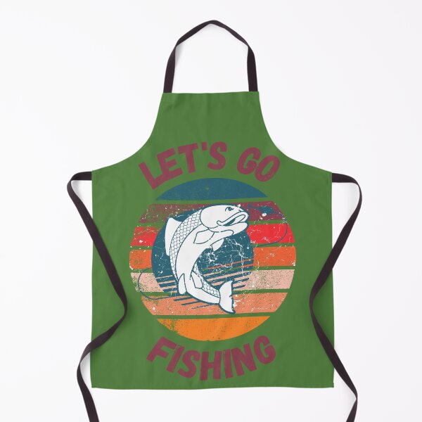 Item preview, Let's Go Fishing Fish On A Hook Retro Sunset Grunge Effect Purple Letters In Green designed and sold by LuckyKermit.