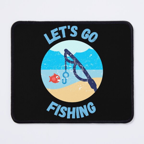 Item preview, Let's Go Fishing Blue Fish Rod Grunge Effect In Black designed and sold by LuckyKermit.