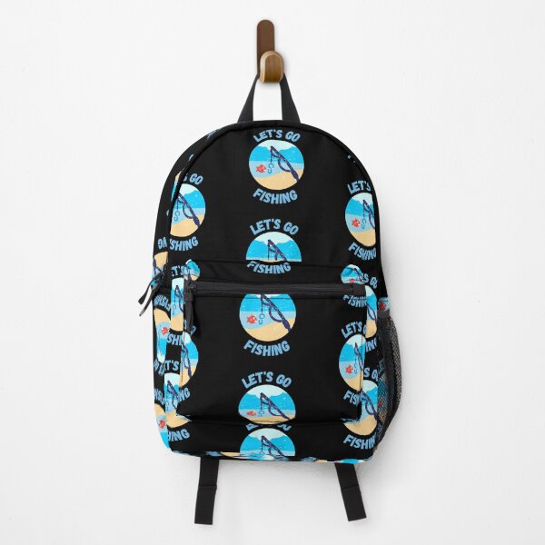Item preview, Let's Go Fishing Blue Fish Rod Grunge Effect In Black designed and sold by LuckyKermit.