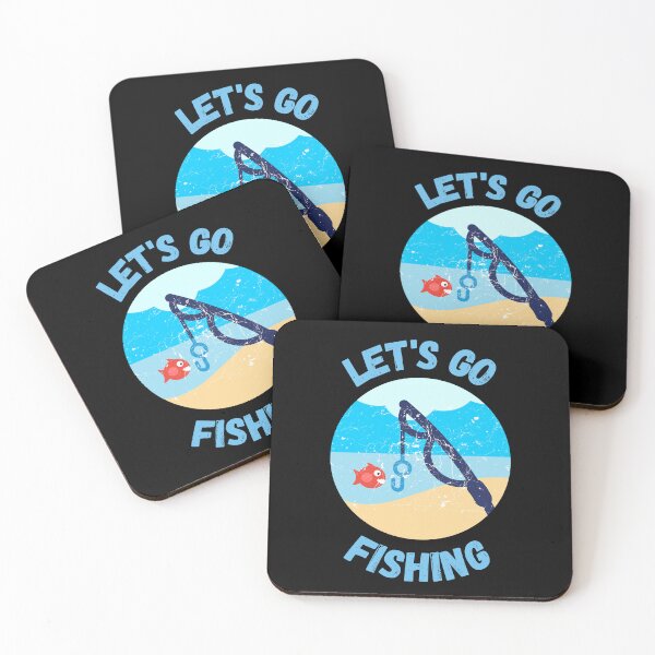 Item preview, Let's Go Fishing Blue Fish Rod Grunge Effect In Black designed and sold by LuckyKermit.