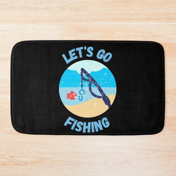 Item preview, Let's Go Fishing Blue Fish Rod Grunge Effect In Black designed and sold by LuckyKermit.