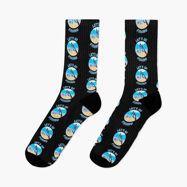 Item preview, Let's Go Fishing Blue Fish Rod Grunge Effect In Black designed and sold by LuckyKermit.