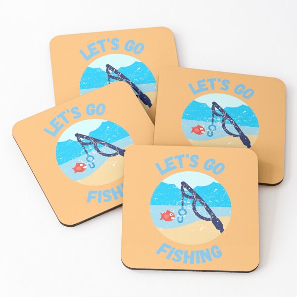 Item preview, Let's Go Fishing Blue Fish Rod Grunge Effect In Peach Color designed and sold by LuckyKermit.