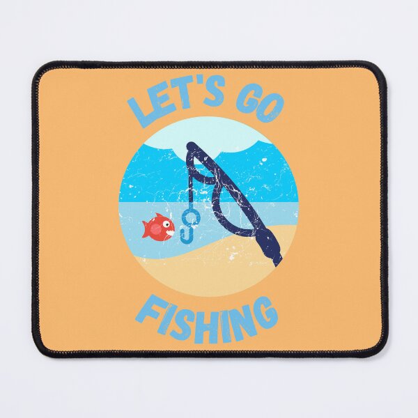 Item preview, Let's Go Fishing Blue Fish Rod Grunge Effect In Peach Color designed and sold by LuckyKermit.