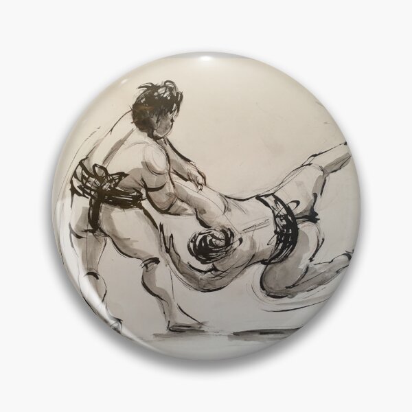 Item preview, Sumo #17 - Sumo wrestlers ink wash painting on paper designed and sold by Rebecca Rees.