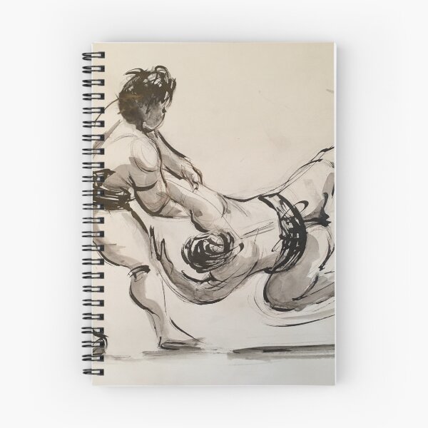 Item preview, Sumo #17 - Sumo wrestlers ink wash painting on paper designed and sold by Rebecca Rees.