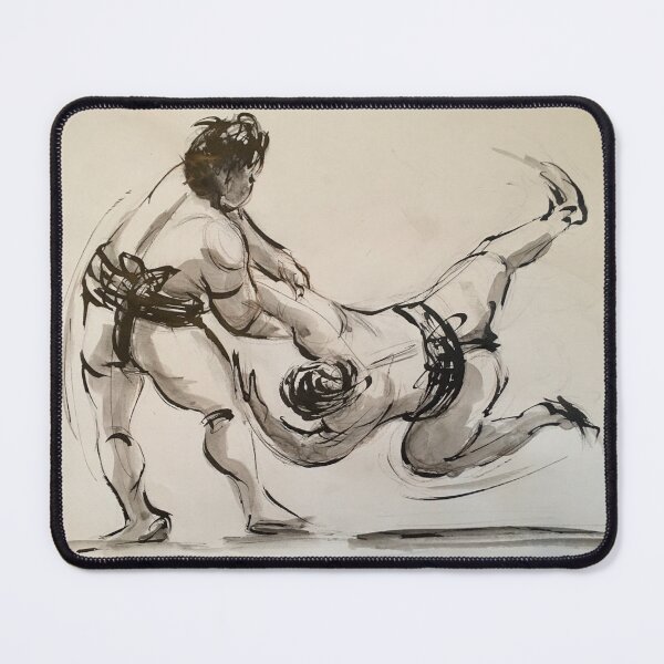 Item preview, Sumo #17 - Sumo wrestlers ink wash painting on paper designed and sold by Rebecca Rees.
