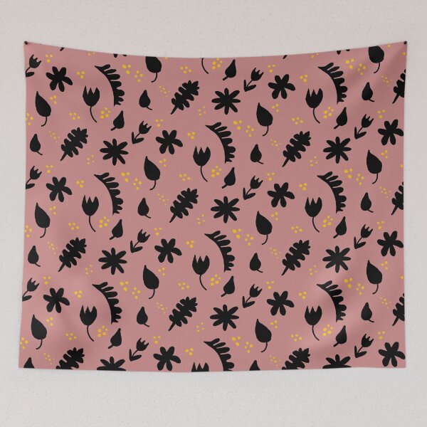Item preview, Black golden blush pink floral designed and sold by DemonicGloom.