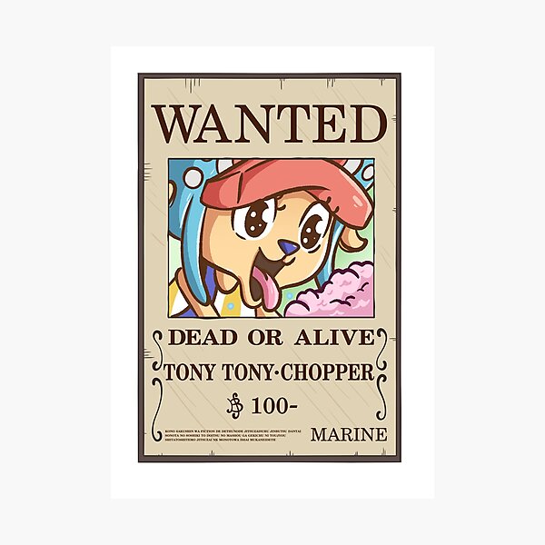 Tony Tony Chopper One Piece Wanted Poster Wood Print