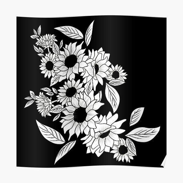 "Sunflower black and white" Poster for Sale by Mermaidssparkle Redbubble