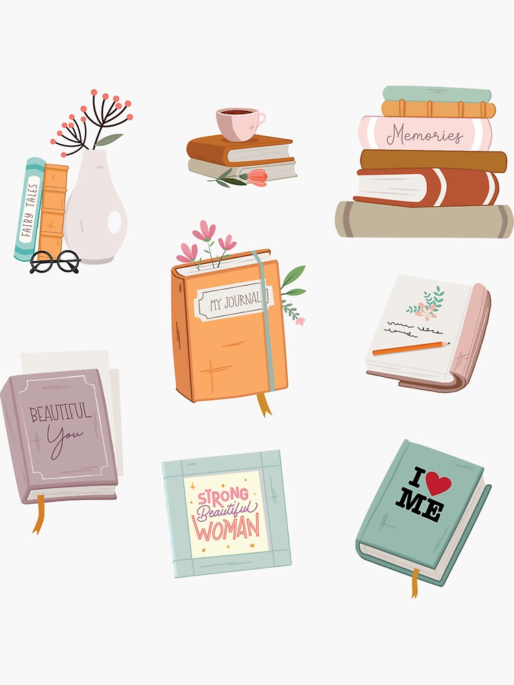 Journal Reading Book Stickers Sticker for Sale by KimThebus
