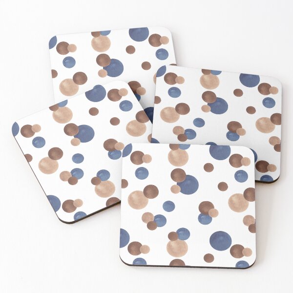 Item preview, Blue, Brown And Tan Watercolor Polka Dots (White) designed and sold by HildegunStudio.