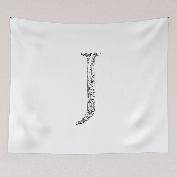 Item preview, Henna Alphabet J / Henna Letter J - Black Henna Line Art designed and sold by Mrs-PenLine.