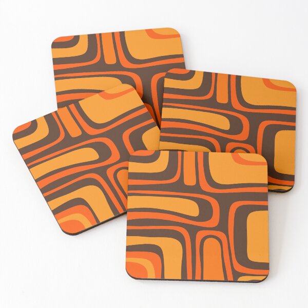 Item preview, Palm Springs Retro Mid-Century Modern Abstract Pattern in 70s Brown and Orange designed and sold by kierkegaard.