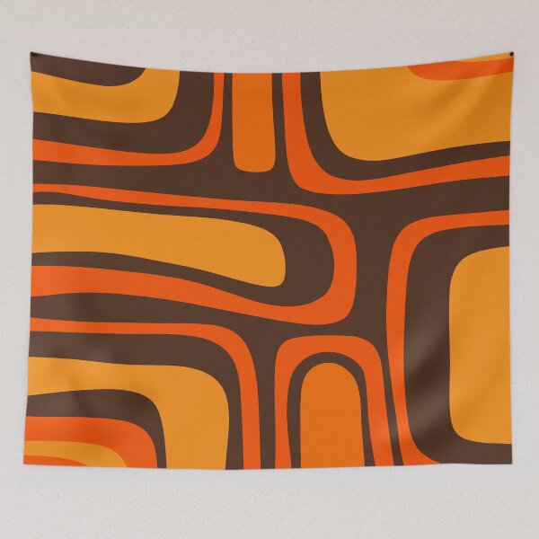 Item preview, Palm Springs Retro Mid-Century Modern Abstract Pattern in 70s Brown and Orange designed and sold by kierkegaard.