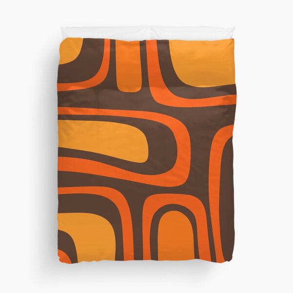 Palm Springs Retro Mid-Century Modern Abstract Pattern in 70s Brown and Orange Housse de couette