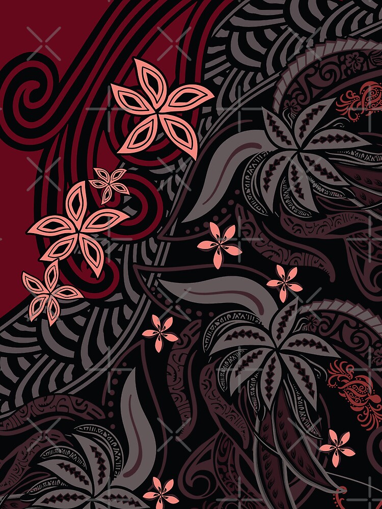 Polynesian - Hawaiian - Samoan Red Tribal Floral by sunnthreads