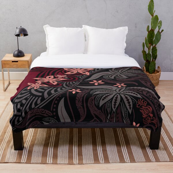 Artikelvorschau, Polynesisch – hawaiianisch – samoanisches rotes Stammes-Blumenmuster entworfen und verkauft von sunnthreads.