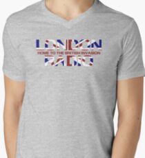 British Invasion - London Radio (Flag) Men's V-Neck T-Shirt