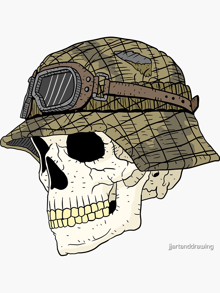 "german stahlhelm helmet and skull." Sticker for Sale by