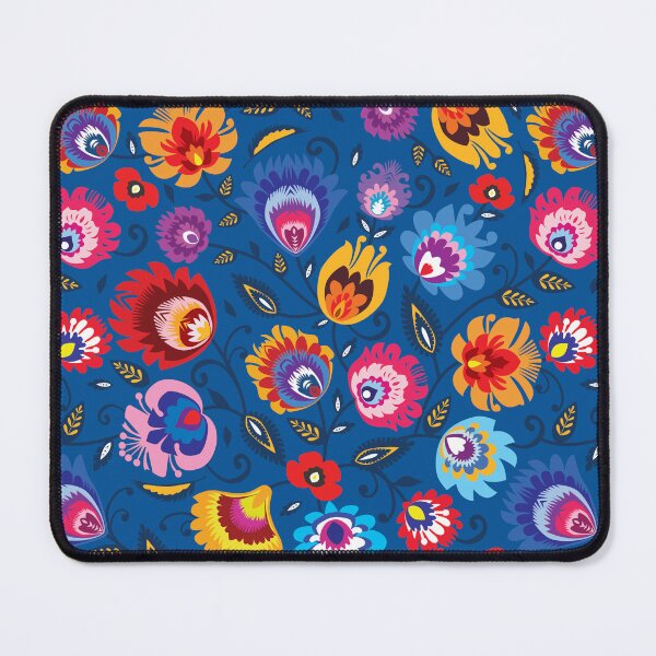 Item preview, Folklore flowers on beautiful blue background designed and sold by FK-UK.