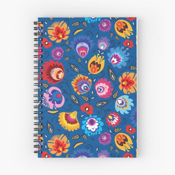 Item preview, Folklore flowers on beautiful blue background designed and sold by FK-UK.