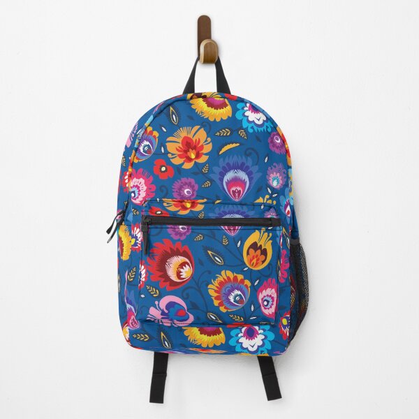 Item preview, Folklore flowers on beautiful blue background designed and sold by FK-UK.
