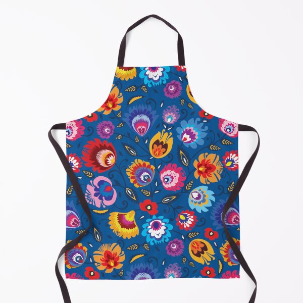 Item preview, Folklore flowers on beautiful blue background designed and sold by FK-UK.