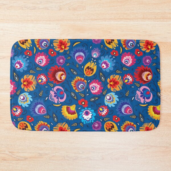 Item preview, Folklore flowers on beautiful blue background designed and sold by FK-UK.