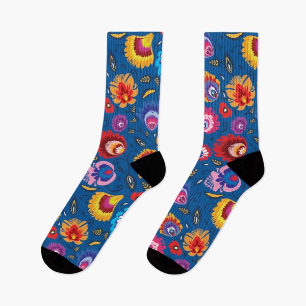 Item preview, Folklore flowers on beautiful blue background designed and sold by FK-UK.