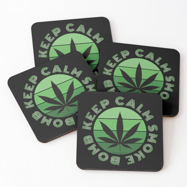 Item preview, Retro Vintage Sunset Green Pot leaf-keep calm smoke bomb designed and sold by YomeHayin.
