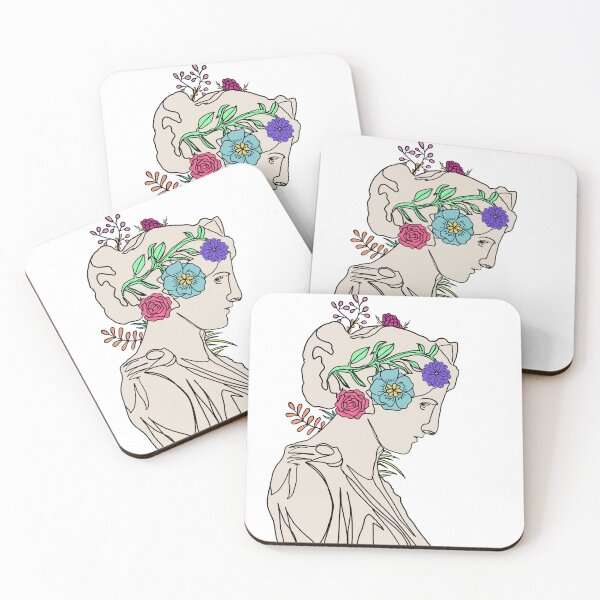 Item preview, Greek Statue Flowers Layered Sticker designed and sold by bookishthorns.