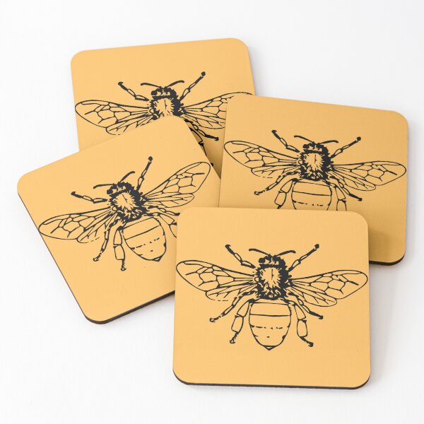 Item preview, Bee Print Amber Yellow Background designed and sold by designsbyreaia.
