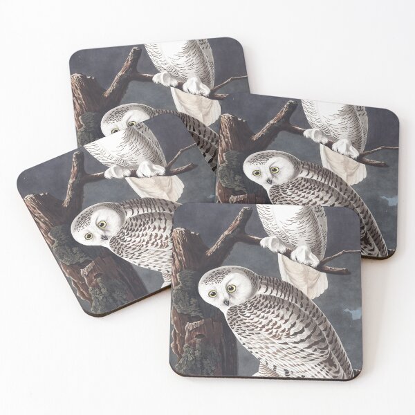 Item preview, Two snowy owls in the tree, vintage bird illustration designed and sold by Mauswohn.