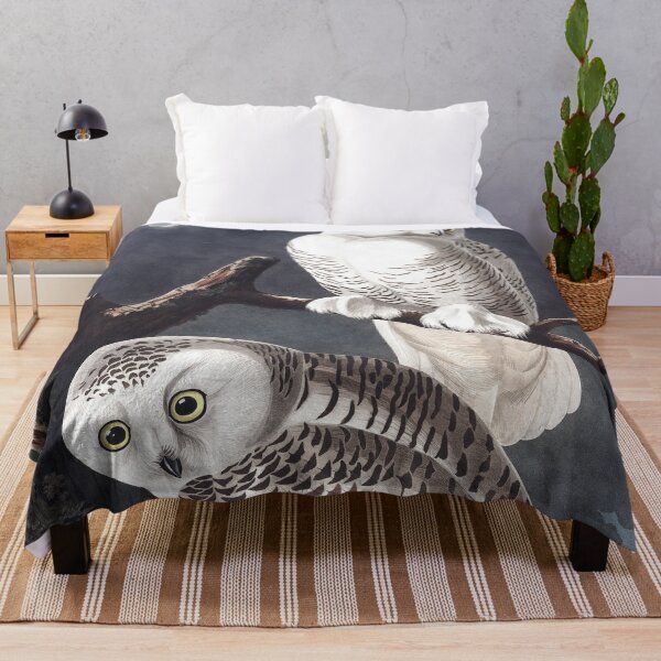 Item preview, Two snowy owls in the tree, vintage bird illustration designed and sold by Mauswohn.