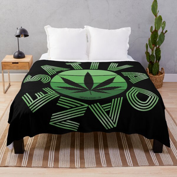 Aperçu de l'œuvre Retro Vintage Sunset Green Pot leaf-Sativa daze créée et vendue par YomeHayin.