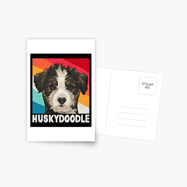 Funny Siberian Huskydoodle Art, Retro Face Huskydoodle Dog Owner Gifts Postcard