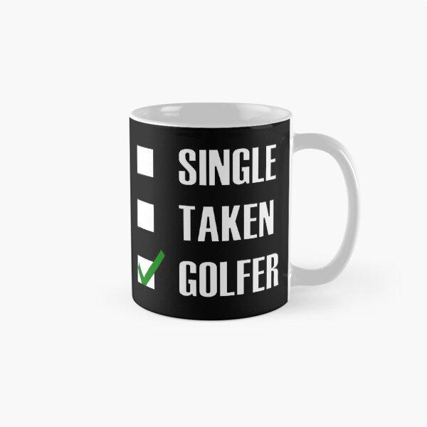 Item preview, Funny Essentials: Single Taken Golfer Green tick check box - Sleek white typography black outline design (dark mode) designed and sold by Deegital18.