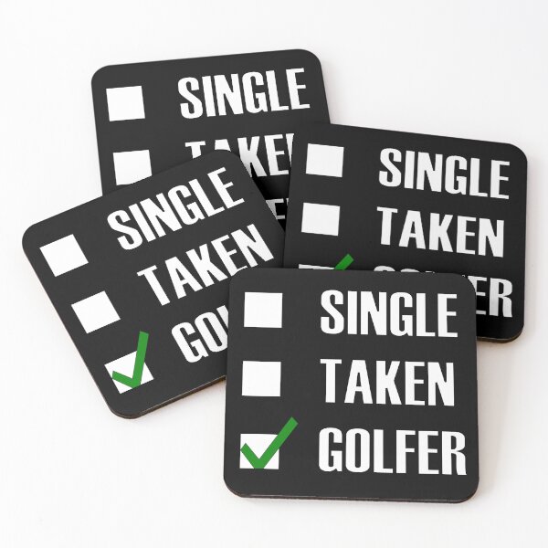 Item preview, Funny Essentials: Single Taken Golfer Green tick check box - Sleek white typography black outline design (dark mode) designed and sold by Deegital18.