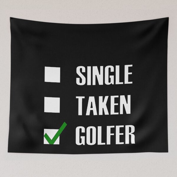 Item preview, Funny Essentials: Single Taken Golfer Green tick check box - Sleek white typography black outline design (dark mode) designed and sold by Deegital18.