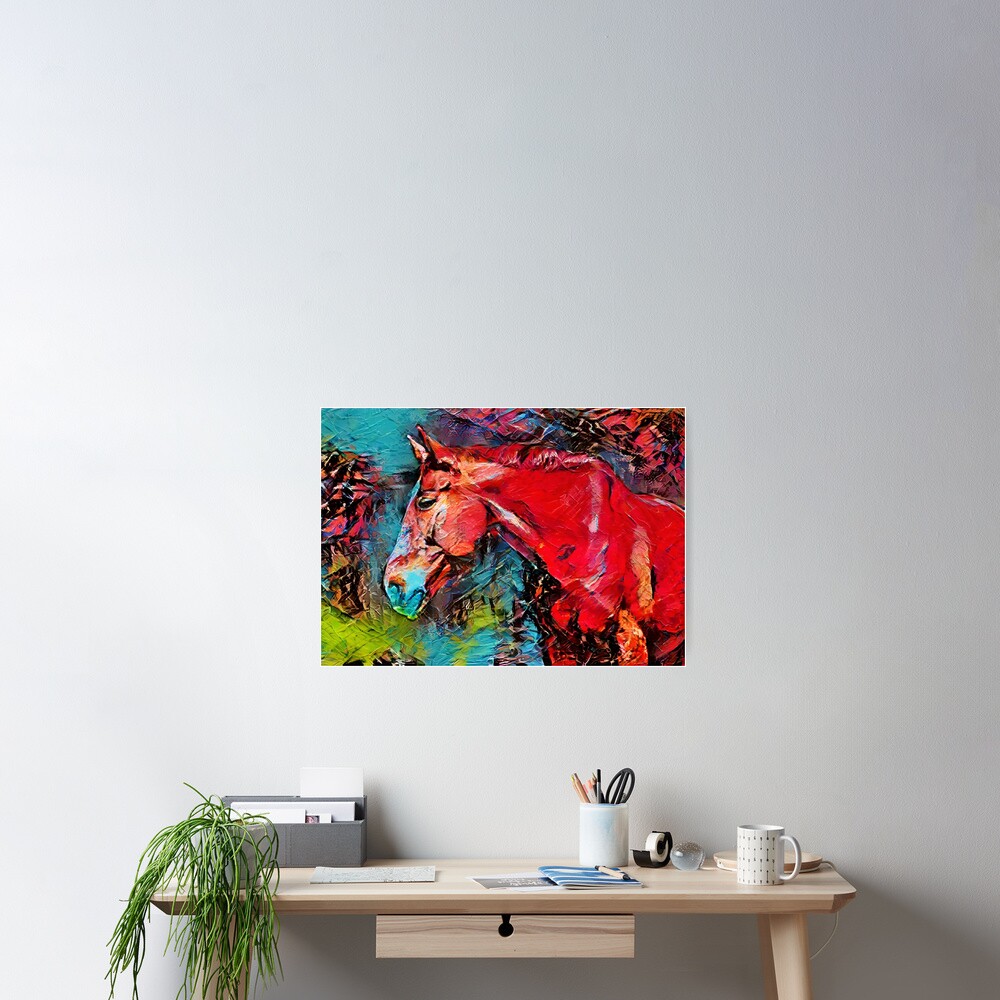 "Large Horse Wall Art, Original Horse Head Abstract Painting, Horse Pop