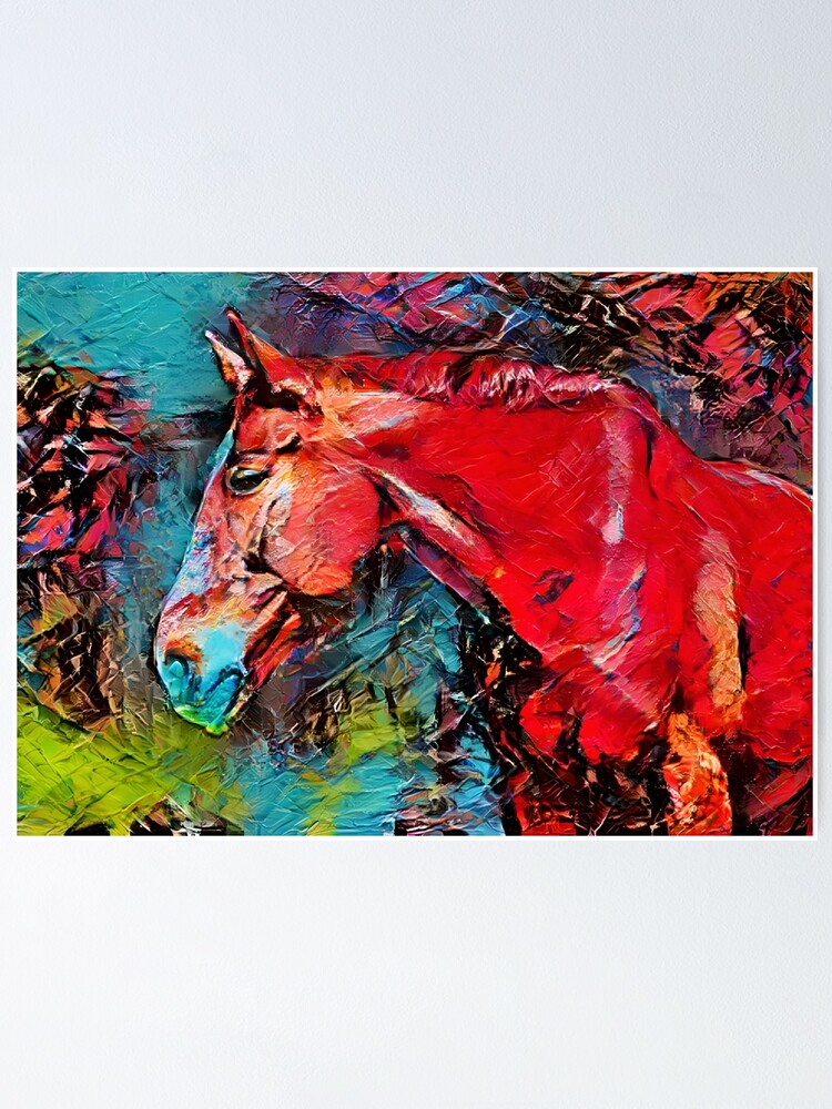 "Large Horse Wall Art, Original Horse Head Abstract Painting, Horse Pop