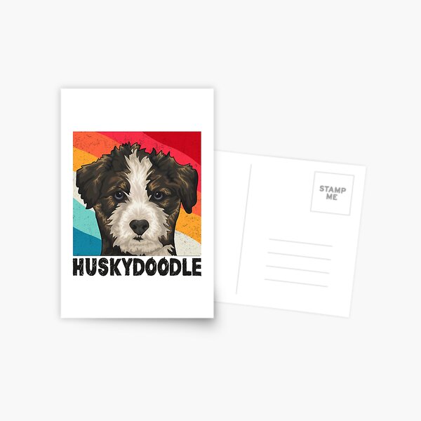 Funny Siberian Huskydoodle Art, Retro Face Huskydoodle Dog Owner Gifts Postcard
